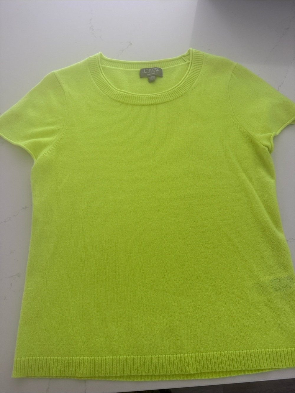 J Crew relaxed cashmere tshirt sweater neon green